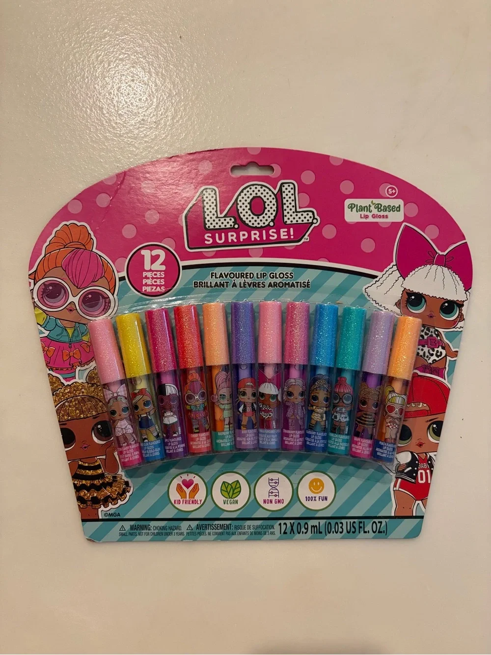 L.O.L. Surprise! 12-Pack Glitter Lip Gloss Set - Pink, Purple, Blue, Gold